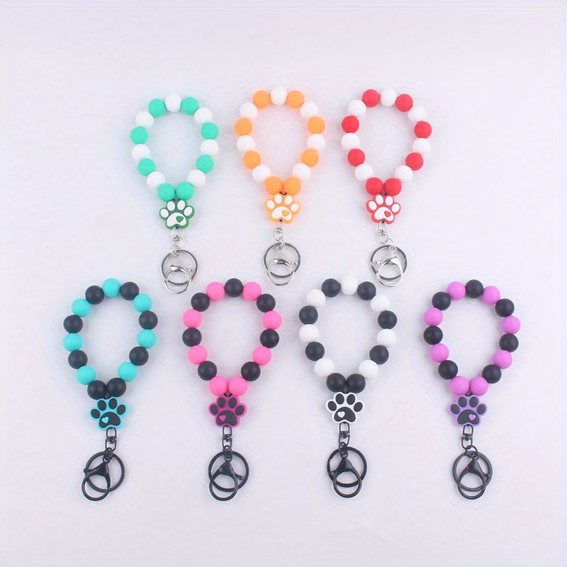 Silicone Dog Paw Bracelet Keychain DIY Decoration