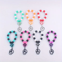 Silicone Dog Paw Bracelet Keychain DIY Decoration