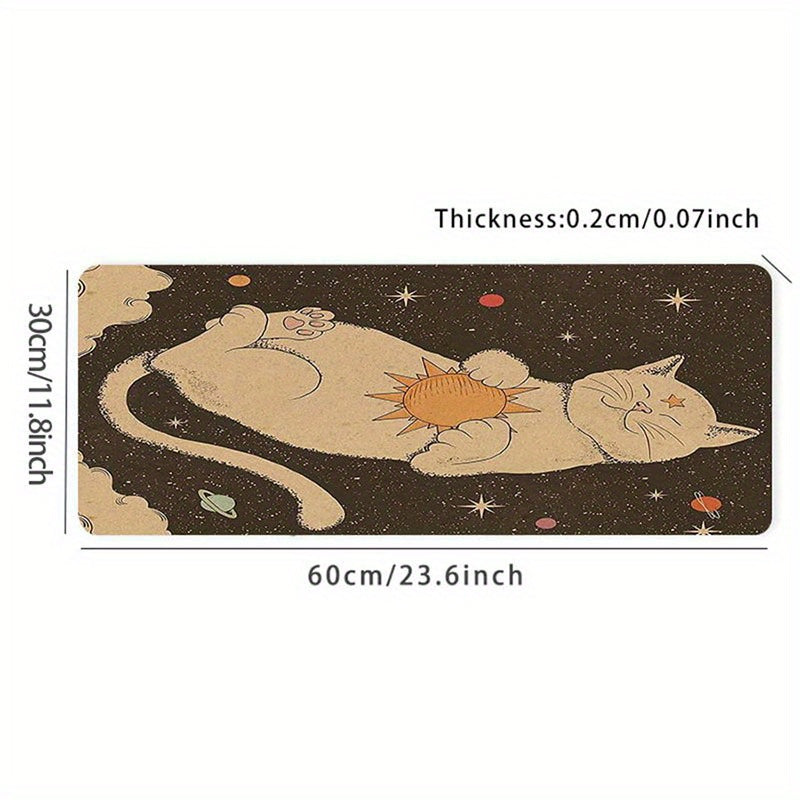 Cute Cat Mouse Pad with Planet Design Desk Protector