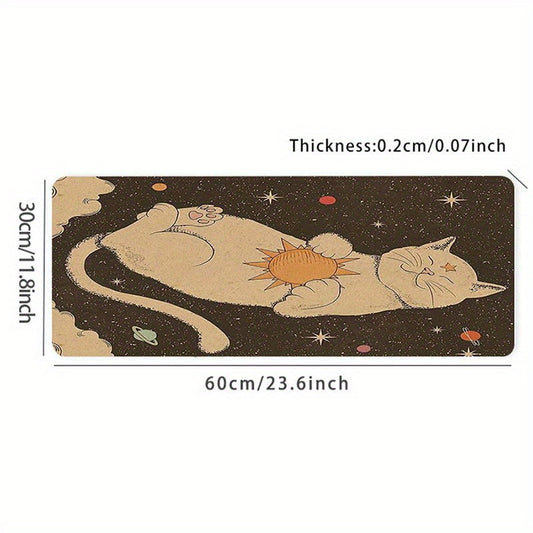 Cute Cat Mouse Pad with Planet Design Desk Protector