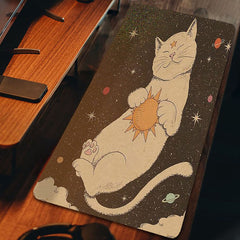 Cute Cat Mouse Pad with Planet Design Desk Protector