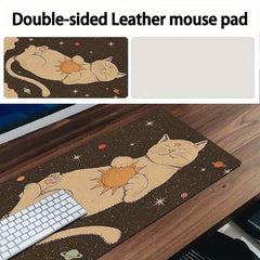 Cute Cat Mouse Pad with Planet Design Desk Protector