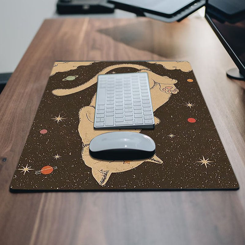Cute Cat Mouse Pad with Planet Design Desk Protector