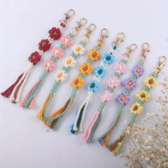 Hand woven Flower Pendant Keychain for Keys Backpacks Wallets