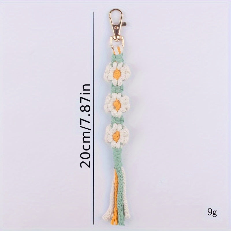 Hand woven Flower Pendant Keychain for Keys Backpacks Wallets
