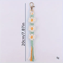 Hand woven Flower Pendant Keychain for Keys Backpacks Wallets