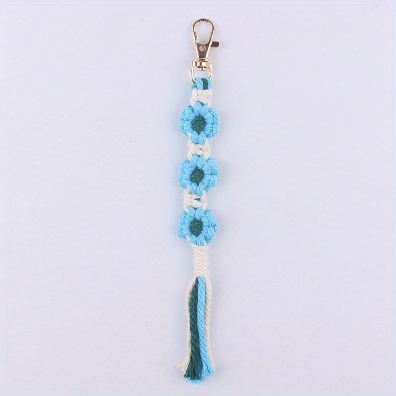 Hand woven Flower Pendant Keychain for Keys Backpacks Wallets