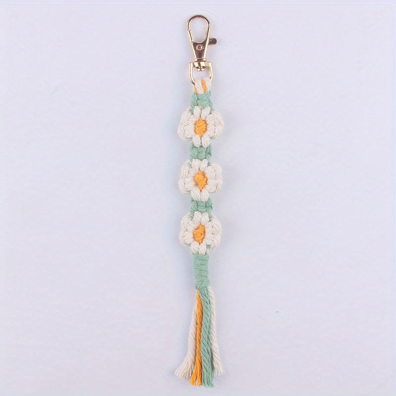 Hand woven Flower Pendant Keychain for Keys Backpacks Wallets