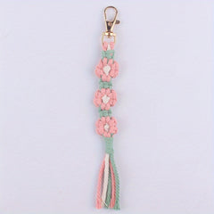Hand woven Flower Pendant Keychain for Keys Backpacks Wallets