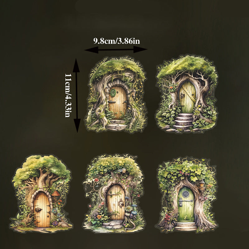 10pcs Retro Plant Landscape Decoration PET Stickers