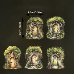10pcs Retro Plant Landscape Decoration PET Stickers