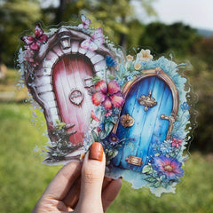 10pcs Retro Plant Landscape Decoration PET Stickers