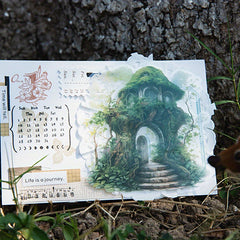 10pcs Retro Plant Landscape Decoration PET Stickers