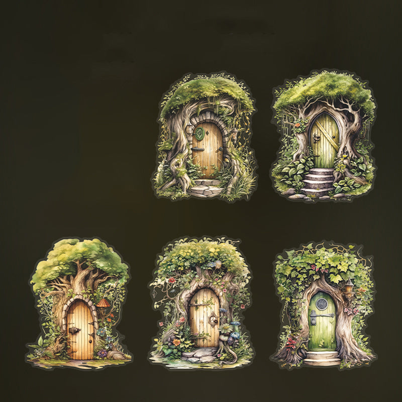 10pcs Retro Plant Landscape Decoration PET Stickers
