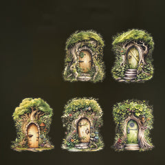 10pcs Retro Plant Landscape Decoration PET Stickers