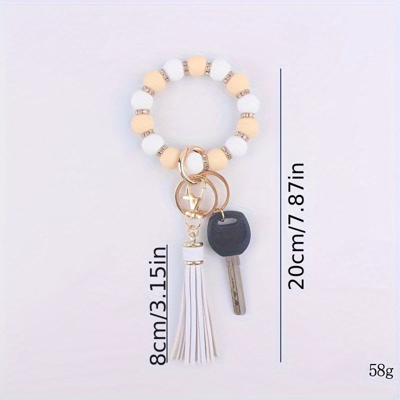 Tassel Silicone Bracelet Keychain for Car Keys Backpacks Wallets