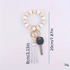 Tassel Silicone Bracelet Keychain for Car Keys Backpacks Wallets