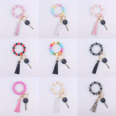 Tassel Silicone Bracelet Keychain for Car Keys Backpacks Wallets