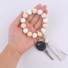 Tassel Silicone Bracelet Keychain for Car Keys Backpacks Wallets