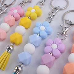 Cartoon Flower Tassel Keychain for Keys Backpacks Wallets