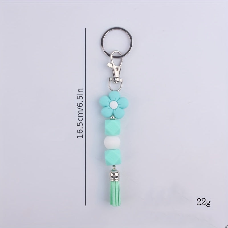 Cartoon Flower Tassel Keychain for Keys Backpacks Wallets