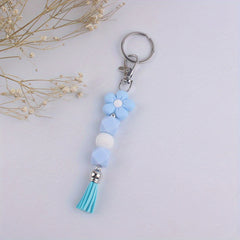 Cartoon Flower Tassel Keychain for Keys Backpacks Wallets