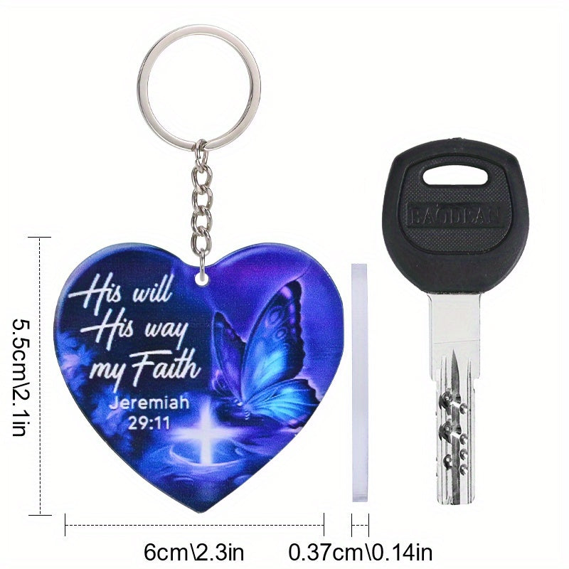 Butterfly Heart Shaped Acrylic Keychain Decoration Pendant
