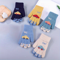 Kids Cartoon Five Fingers Gloves Winter Thickened Baby Gloves
