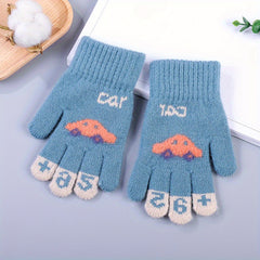 Kids Cartoon Five Fingers Gloves Winter Thickened Baby Gloves