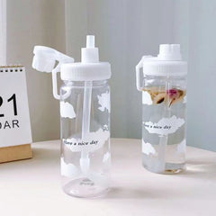 600ml Water Bottle Plastic Cup With Straw Portable Drop Resistant 20oz