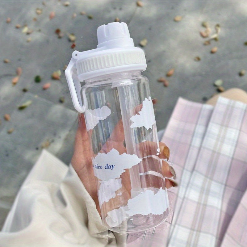 600ml Water Bottle Plastic Cup With Straw Portable Drop Resistant 20oz