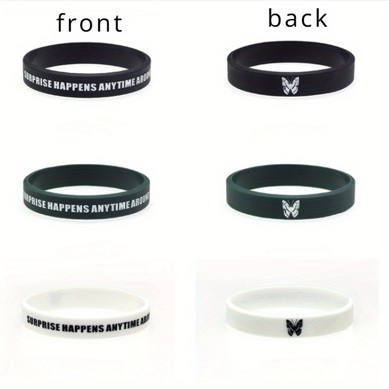 3pcs Butterfly & Letter Pattern Silicone Wristband Bracelet