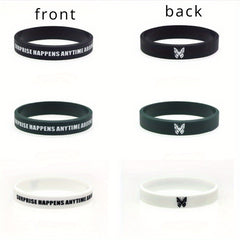 3pcs Butterfly & Letter Pattern Silicone Wristband Bracelet