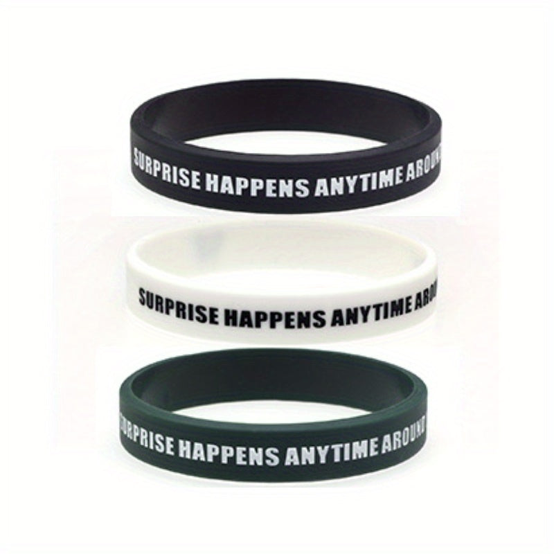 3pcs Butterfly & Letter Pattern Silicone Wristband Bracelet