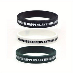 3pcs Butterfly & Letter Pattern Silicone Wristband Bracelet