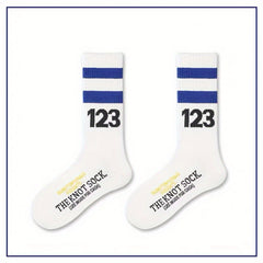 Men's Striped Letter Crew Socks Breathable Cotton Comfy Casual Unisex Socks