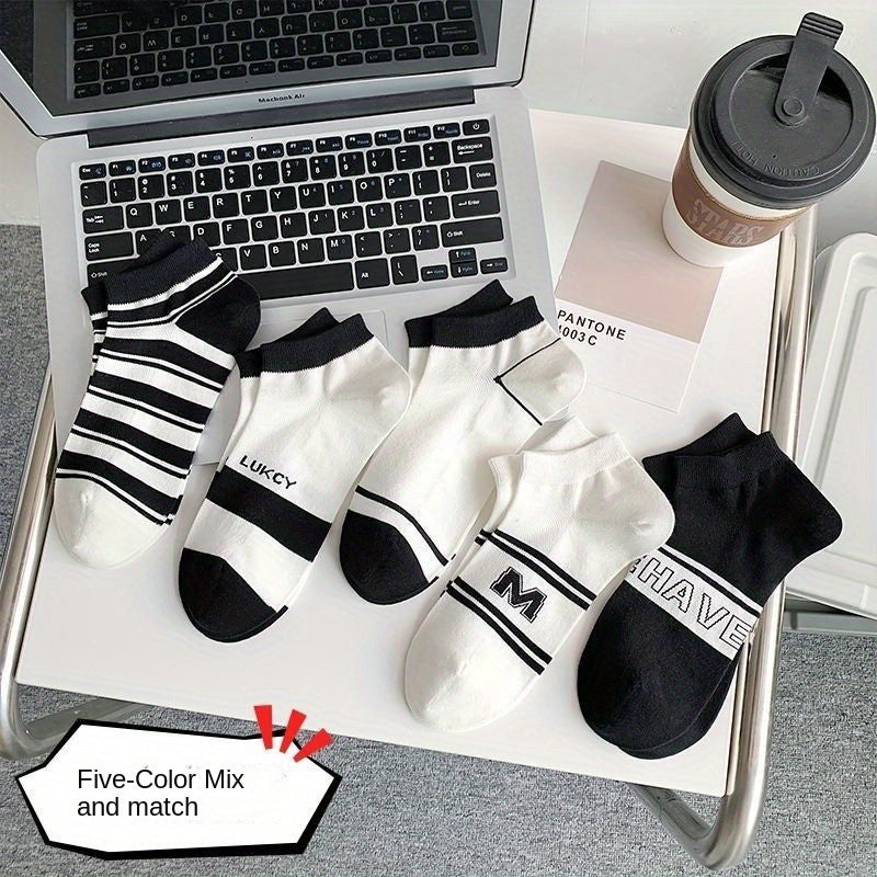 Men's Solid Striped Liner Anklets Socks Soft Breathable Sweat Absorbent