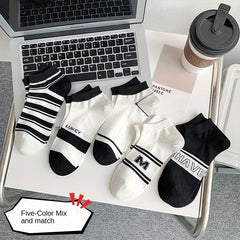 Men's Solid Striped Liner Anklets Socks Soft Breathable Sweat Absorbent