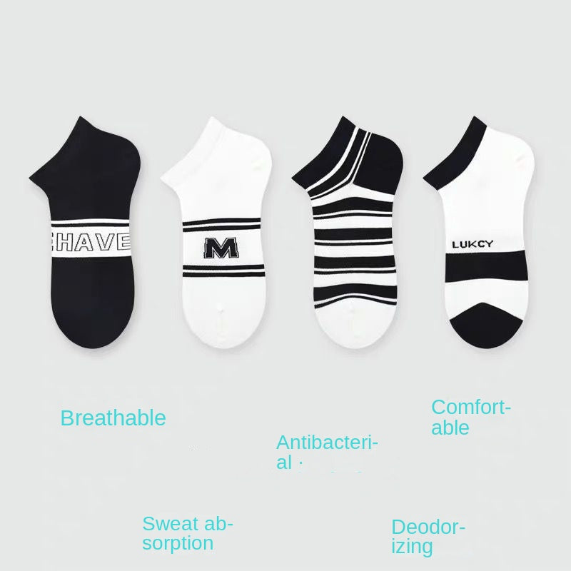 Men's Solid Striped Liner Anklets Socks Soft Breathable Sweat Absorbent