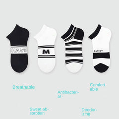 Men's Solid Striped Liner Anklets Socks Soft Breathable Sweat Absorbent