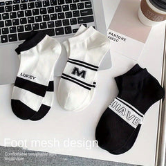 Men's Solid Striped Liner Anklets Socks Soft Breathable Sweat Absorbent