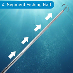 Telescopic Fishing Gaff Stainless Steel Triple Hook Sea Fishing Spear