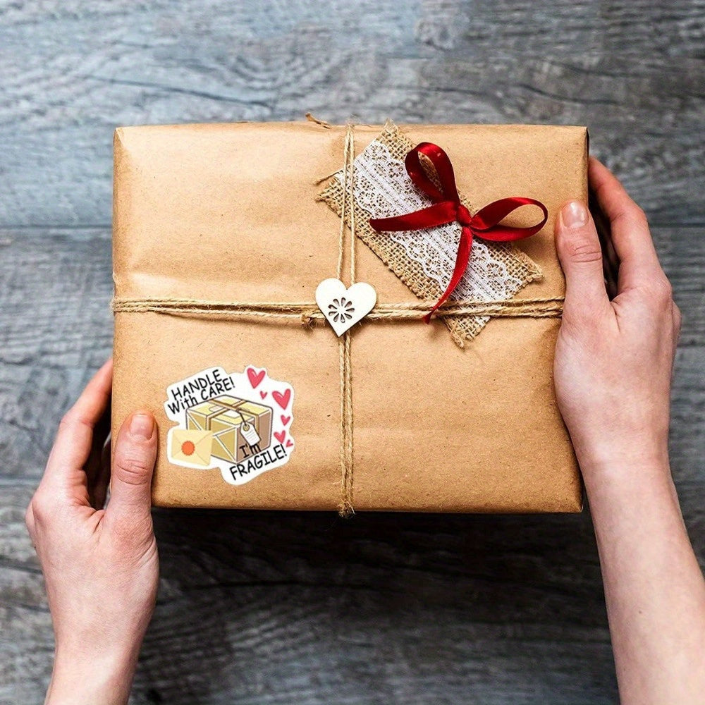 500pcs Fragile With Box Thank You Stickers Small Business Packaging