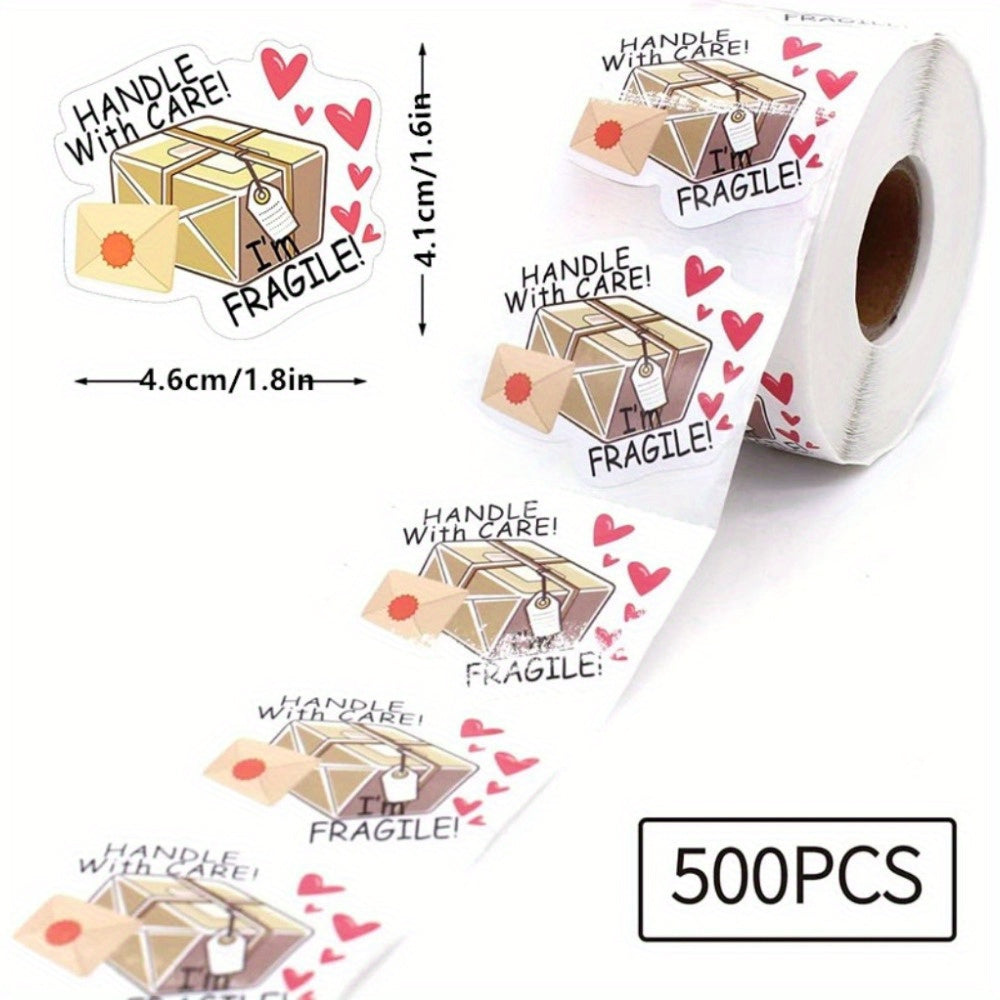 500pcs Fragile With Box Thank You Stickers Small Business Packaging
