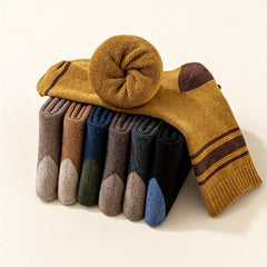 Men's Striped Crew Socks Warm Thermal Breathable Casual Unisex Outdoor Wear