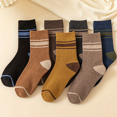 Men's Striped Crew Socks Warm Thermal Breathable Casual Unisex Outdoor Wear