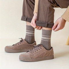 Men's Striped Crew Socks Warm Thermal Breathable Casual Unisex Outdoor Wear