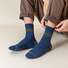 Men's Striped Crew Socks Warm Thermal Breathable Casual Unisex Outdoor Wear