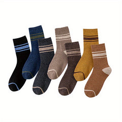 Men's Striped Crew Socks Warm Thermal Breathable Casual Unisex Outdoor Wear