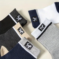Men's Color Block Crew Socks Breathable Casual Outdoor